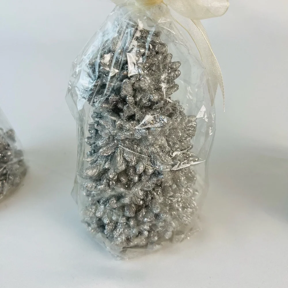 NEW Living Quarters Christmas Tree Candles - Silver Bling - Set of 3